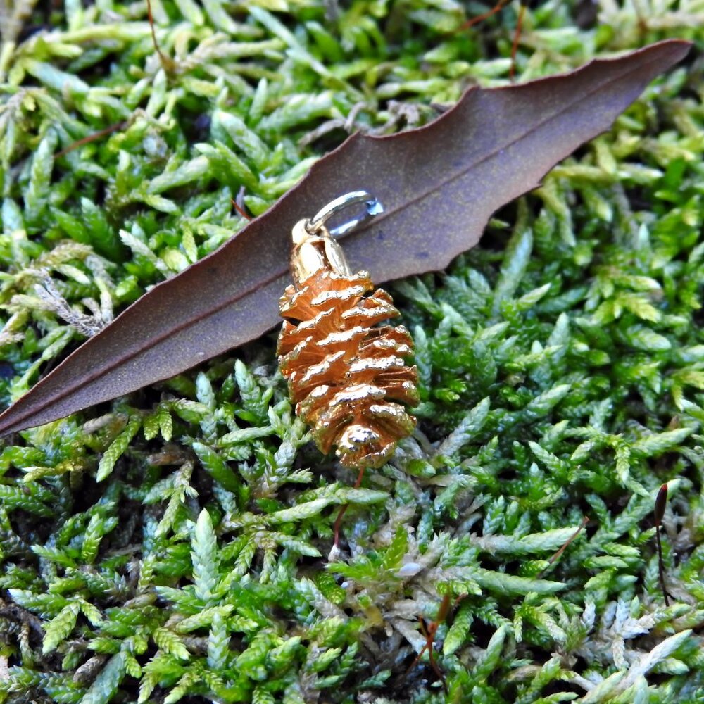 Gold Dipped Miniature Pinecone Necklace